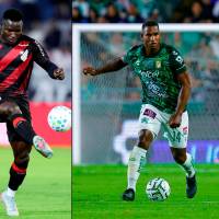 El delantero Kevin Viveros y el zaguero Jhohan Romaña (verde) encabezan un listado de jugadores de alta cotización internacional que esperan tener su “primiparada” con la Selección en el nuevo proceso. FOTO GETTY 