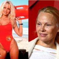 A la izquierda, Pamela Anderson, con el personaje de CJ; en Guardianes de la bahía, en los 90. A la derecha, así luce actualmente la actriz, que decidió no volver a usar maquillaje. FOTO Cortesía y Getty.