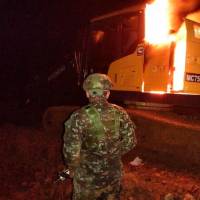 La maquinaria fue destruida por los efectivos militares que realizaron el operartivo en el Bajo Cauca. FOTO: CORTESÍA BRIGADA 11