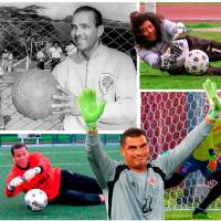 En las imágenes aparece cada uno de los cinco porteros de Colombia en los mundiales: Efraín Sánchez, René Higuita, Óscar Córdoba, Faryd Mondragón y David Ospina. FOTOs Juan Antonio Sánchez y Cortesía