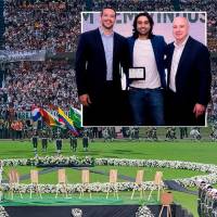 En la imagen principal se muestra el homenaje que se realizó hace 10 años. En la foto de detalle aparece Israel Bodziack (centro), junto a Samir Xaud (izquierda), presidente de la Confederación Brasileña de Fútbol, y Helio Cury (derecha), presidente de la Federación Paranaense de Fútbol. FOTOs eL cOLOMBIANO y cortesía 