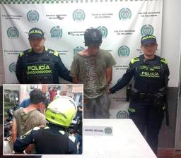 El hombre fue capturado luego de que personas de la comunidad lo golpearan. FOTOS Cortesía Policía