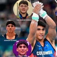 Ángel Barajas es la nueva sensación de la gimnasia artística mundial. FOTOS AFP Y CORTESÍA