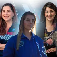 De izquierda a derecha: Liliana Villareal, directora de aterrizaje y recuperación de Artemis 2; Sara Rengifo, ingeniera en el Centro de Vuelos Espaciales Marshall; Diana Trujillo, directora de vuelo en el Centro Espacial Johnson, y Luis Felipe Mora, ingeniero de pruebas estructurales. FOTOS cortesía