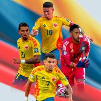 Camilo Vargas, Daniel Muñoz, James Rodríguez y Luis Díaz son la base del proceso de Néstor Lorenzo en Colombia. FOTOS JUAN ANTONIO SÁNCHEZ