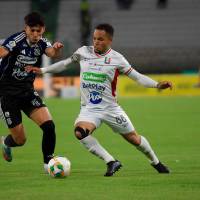 DIM empató con Once Caldas en Manizales 1-1 y sigue haciendo cuentas para alcanzar la clasificación entre los ocho. Por ahora, está en la casilla 14 con 17 unidades. FOTO COLPRENSA