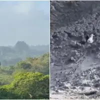 Aspecto de la actividad en el volcán de lodo presentada este martes en San Pedro de Urabá. FOTOS: Cortesía