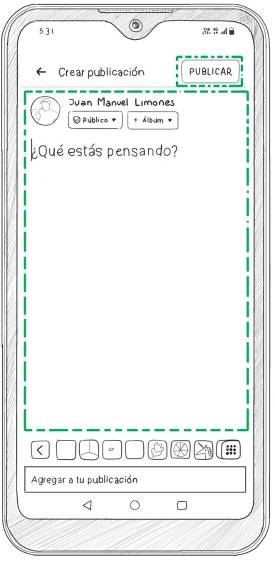 Para comenzar a interactuar haga clic en ‘¿Qué estás pensando?’. Escriba allí lo que desee que lean sus contactos y amigos. Puede tratarse de un saludo, un anuncio importante o una cita de su libro favorito.