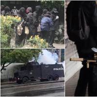 En el campus universitario hacen presencia encapuchados portando explosivos. FOTOS: Cortesía Alcaldía de Medellín
