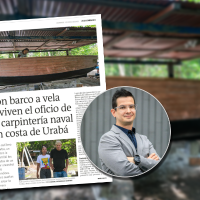 La distinción fue otorgada al periodista y editor del Área Metro, Juan Diego Ortiz Jiménez, por su crónica titulada Con barco a vela revive el oficio de la carpintería naval en costa de Urabá. FOTOS: El Colombiano