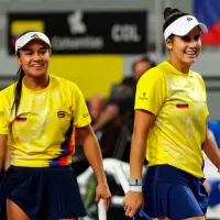 Camila Reyes y María Paulina Pérez, integrantes de la dupla colombiana que está en la Billie Jean King Cup en Croacia. FOTO: Cortesía Fedecoltenis