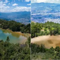 De los cerca de 300 metros cúbicos que alojaba esta laguna, solo quedan vestigios de humedad. La tierra está abierta y, por las altas temperaturas que ha experimentado la ciudad, ni siquiera se ha alcanzado a formar fango: solo queda una polvareda de aridez. Foto: Manuel Saldarriaga y Cortesía. 