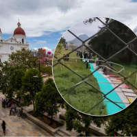 Desde marzo, los estudiantes de la Institución Educativa Bernardo Uribe Londoño de La Ceja, Antioquia, han manifestado su oposición a la obra en manifestaciones públicas y derribando muros divisorios que ha puesto la Alcaldía. Este Foto: Esneyder Gutiérrez Cardona y cortesía.