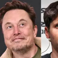 Elon Musk, CEO de Tesla; y Sam Altman, CEO de OpenAI. FOTO: AFP.