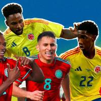 En la imagen aparecen Carlos Andrés Gómez, Álvaro Angulo, Gustavo Puerta y Yáser Asprilla. FOTOS GETTY/ diseño CAROLINA PINEDA