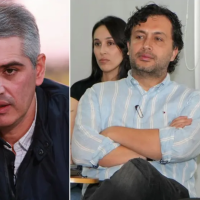 A la izquierda, el gobernador de Antioquia, Andrés Julián Rendón. A la derecha, el gerente del hospital de Caldas, Juan Carlos Sánchez. Fotos: Manuel Saldarriaga y cortesía.