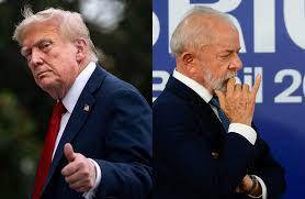 El presidente de Estados Unidos, Donald Trump, y el presidente de Brasil, Luiz Inácio Lula da Silva. FOTO: tomada de trt.global/