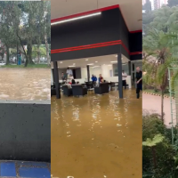 Situación a las 3:30 p.m. de este miércoles en el sur del Valle de Aburrá. Fotos: capturas de video