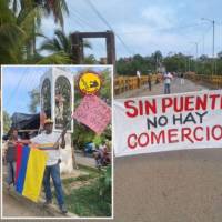 Manifestaciones en el puente de San Juan tras más de tres meses sin que se repare la estructura. FOTO: imagen tomada de redes.