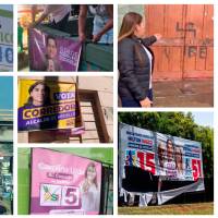 Vallas con mensajes de alto calibre y algunas vandalizadas en medio de la campaña en Medellín. FOTOS: EL COLOMBIANO y Cortesía