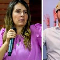 Los candidatos presidenciales Paloma Valencia y Abelardo de la Espriella. FOTO JAIME PÉREZ Y JULIO HERRERA