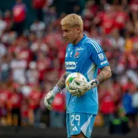 Washington Aguerre, de 32 años, fue quien atajó en el último duelo entre el DIM y Envigado (3-4). FOTO Juan Antonio Sánchez 