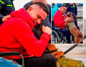 Telmo y el patrullero Diego Herrera se reencontraron en Bogotá. FOTOS Cortesía Policía Nacional