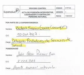 Beatriz Gómez personalmente posesionó al interventor del Hospital Local de Cartagena de Indias. Foto: Cortesía.