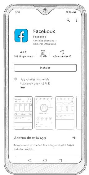 Instale la aplicación Facebook. Puede identificarla porque el logo es una ‘f’ minúscula en un fondo azul.