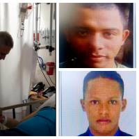 El gobernador de Antioquia visitó este martes a los policías heridos en el ataque. A la derecha los hombres que él asegura que serían los responsables. FOTOS Cortesía