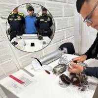 El hombre, de 29 años, intentó pasar desapercibido pero fue atrapado con 800 gramos de droga. FOTO: Cortesía Alcaldía de Medellín