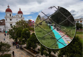 Desde marzo, los estudiantes de la Institución Educativa Bernardo Uribe Londoño de La Ceja, Antioquia, han manifestado su oposición a la obra en manifestaciones públicas y derribando muros divisorios que ha puesto la Alcaldía. Este Foto: Esneyder Gutiérrez Cardona y cortesía.