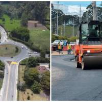 A la izquierda, la zona de intervención para la doble calzada. A la derecha, uno de los tramos que ya cuenta con capa asfáltica. FOTOS Alcaldía de La Ceja. 