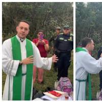 Así quedó captada la discusión entre el sacerdote y una monja en el Alto de la Virgen de Guarne. FOTO Cortesía redes sociales.