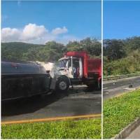 En la zona, producto del siniestro, se generó una alta congestión vehicular. Autoridades recomiendan a los conductores estar atentos a los canales oficiales. FOTOS Denuncias Antioquia. 