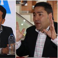 A la izquierda, el exsenador Carlos Trujillo; a la derecha, Misael Cadavid, excomandante del Cuerpo de Bomberos de Itagüí y testigo clave en el caso Miguel Quintero. FOTOS Manuel Saldarriaga y Cortesía.