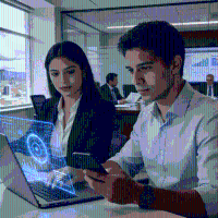 Ilustración de inteligencia artificial; según CINTEL, el 48% de los usuarios de internet en Colombia ya utiliza herramientas de IA principalmente para tareas académicas y laborales.