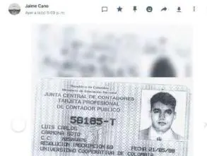 En la parte superior se nota que los anexos a la presentación de Luis Carlos Carmona fueron enviados desde el WhastApp de Jaime Cano. 