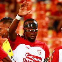 El delantero vallecaucano Hugo Rodallega es la gran figura del cuadro bogotano que pelea por avanzar a cuartos de Sudamericana. Foto: Manuel Saldarriaga