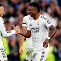 El delantero francés Kylian Mbappé y el brasileño Vinícius Júnior han sido las figuras del equipo merengue esta temporada. Foto: tomada del x de @RealMadriCF