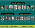 Estos son los más buscados por las autoridades por el delito de reclutamiento de menores de edad en el país. FOTO COLPRENSA 