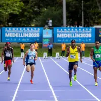 Ronal Longa (114 en la imagen) marcó 10 segundos en las semifinales de los 100 metros planos del Panamericano en Medellín y luego, en la final, triunfo con el registro de 9.85 segundos. FOTO CAMILO SUÁREZ
