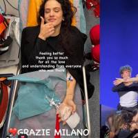 Rosalía publicó una imagen desde una cama hospitalaria horas después de abandonar el escenario en Milán por una intoxicación alimentaria. FOTOS: Tomadas de redes sociales 