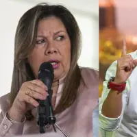 A la izquierda, la fiscal general Luz Adriana Camargo, y a la derecha el gobernador de Antioquia, Andrés Julián Rendón.