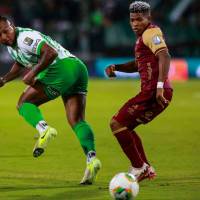 Alfredo Morelos, goleador de Atlético Nacional es uno de los líderes que tienen el cuadro verdolaga para buscar la final. FOTO MANUEL SALDARRIAGA