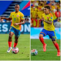 Jorge Carrascal, Jhon Arias y Gustavo Puerta estuvieron en la Copa del Mundo 2026 con Colombia. Alguno de ellos puede ser el primero en llevar la 10 después de James Rodríguez. FOTO Juan Antonio Sánchez
