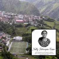 Adelante, la víctima del crimen. Atrás, panorámica del municipio de Peque. Foto: Julio César Herrera Echeverri e imagen tomada de redes.