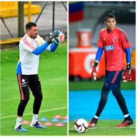 Aldair Quintana (izquierda), Álvaro Montero (centro) y Kevin Mier (derecha) son los 3 guardavallas de la primera convocatoria posmundial de Néstor Lorenzo FOTOS CORTESIA FCF