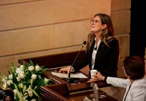 Lina Botero y el discurso que dio en nombre de la familia en los homenajes al maestro Fernando Botero en Colombia. FOTO: Colprensa
