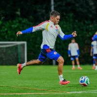 La Selección Colombia realizó el último entrenamiento en Bogotá, antes del juego de despedida en El Campín ante Costa Rica. Juan Fernando Quintero y sus compañeros están listos para emprender el viaje al Mundial. FOTO CORTESÍA FCF